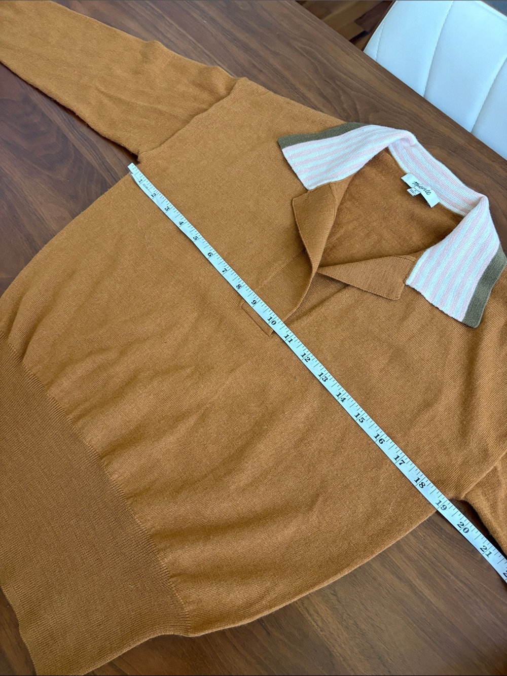 Madewell Colorblock Polo Sweater Golden Sunset Size Small - Picture 6 of 7